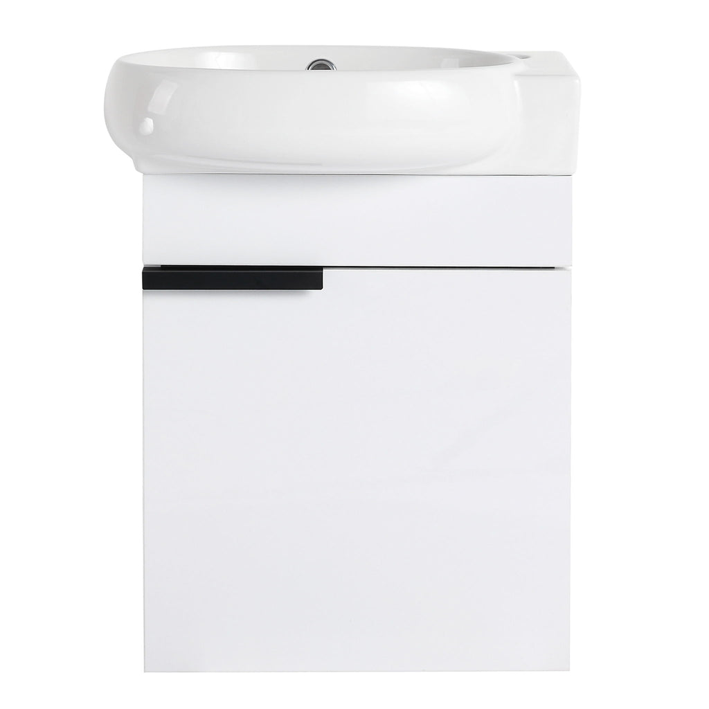 Soft Close Doors Bathroom Vanity With Sink, Compact Wall Mounted Design Basin