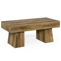 Rectangular Accent Coffee Table With Thick Base, Low Cocktail Tea Furniture For Living Room - Rustic Brown
