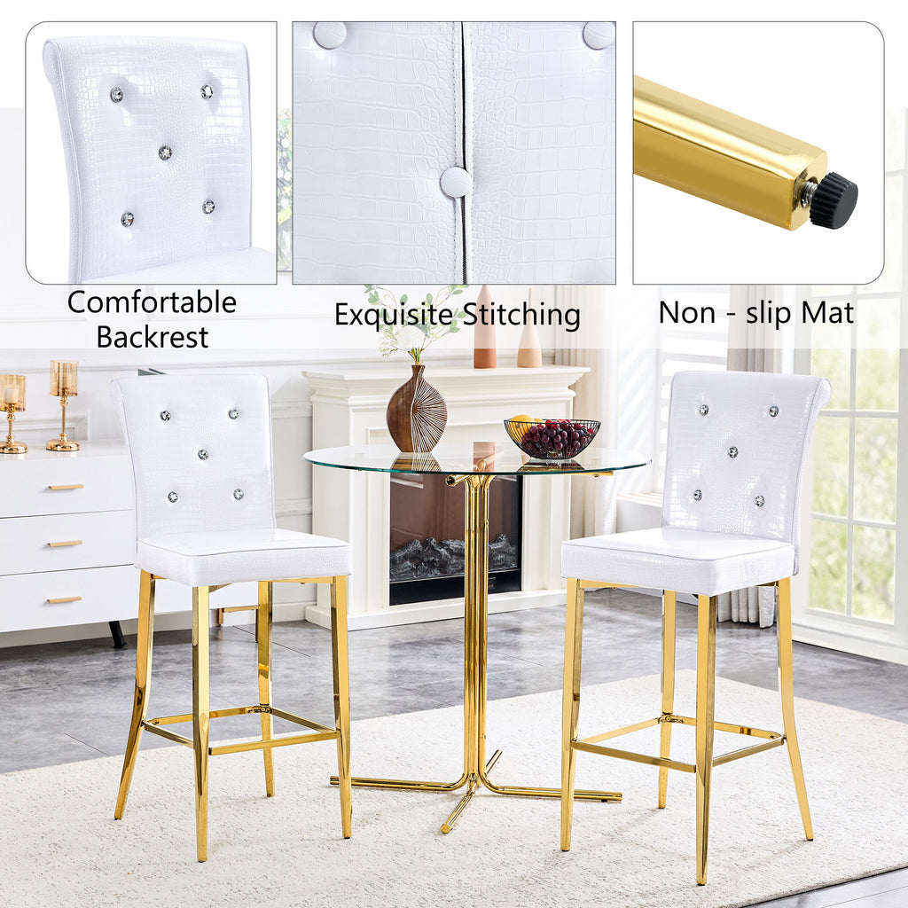 Bar Chairs With Crystal Clasp Design (Set of 2)