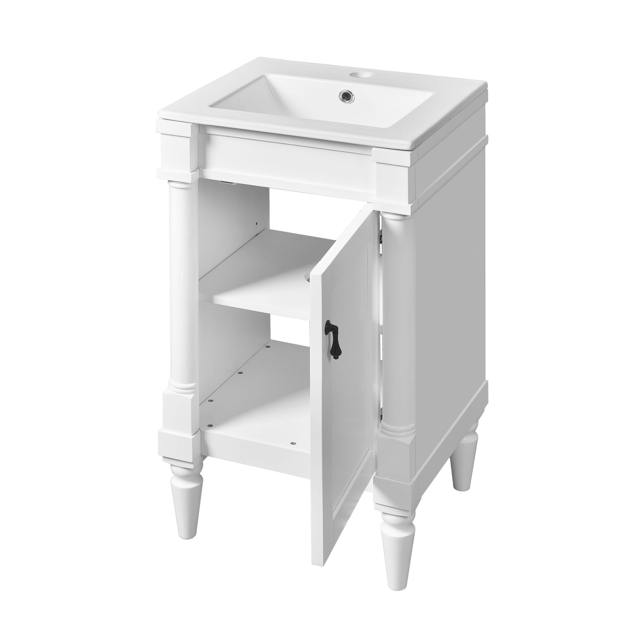Bathroom Vanity With Sink, Storage Cabinet With Door, Drop In Sink, Compact Freestanding Design