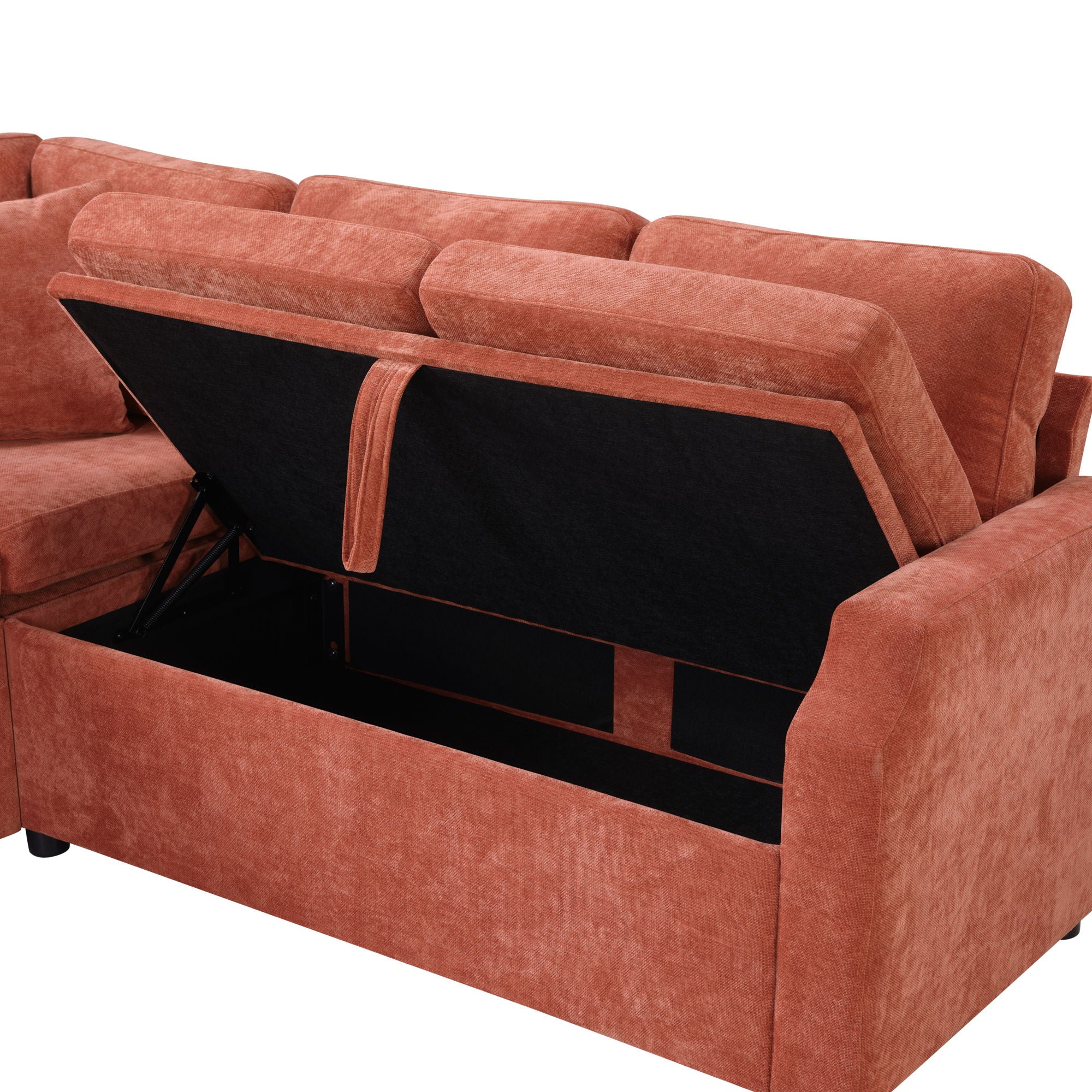Modern L Shaped Sectional Sofa Bed With Hidden Storage Upholstery