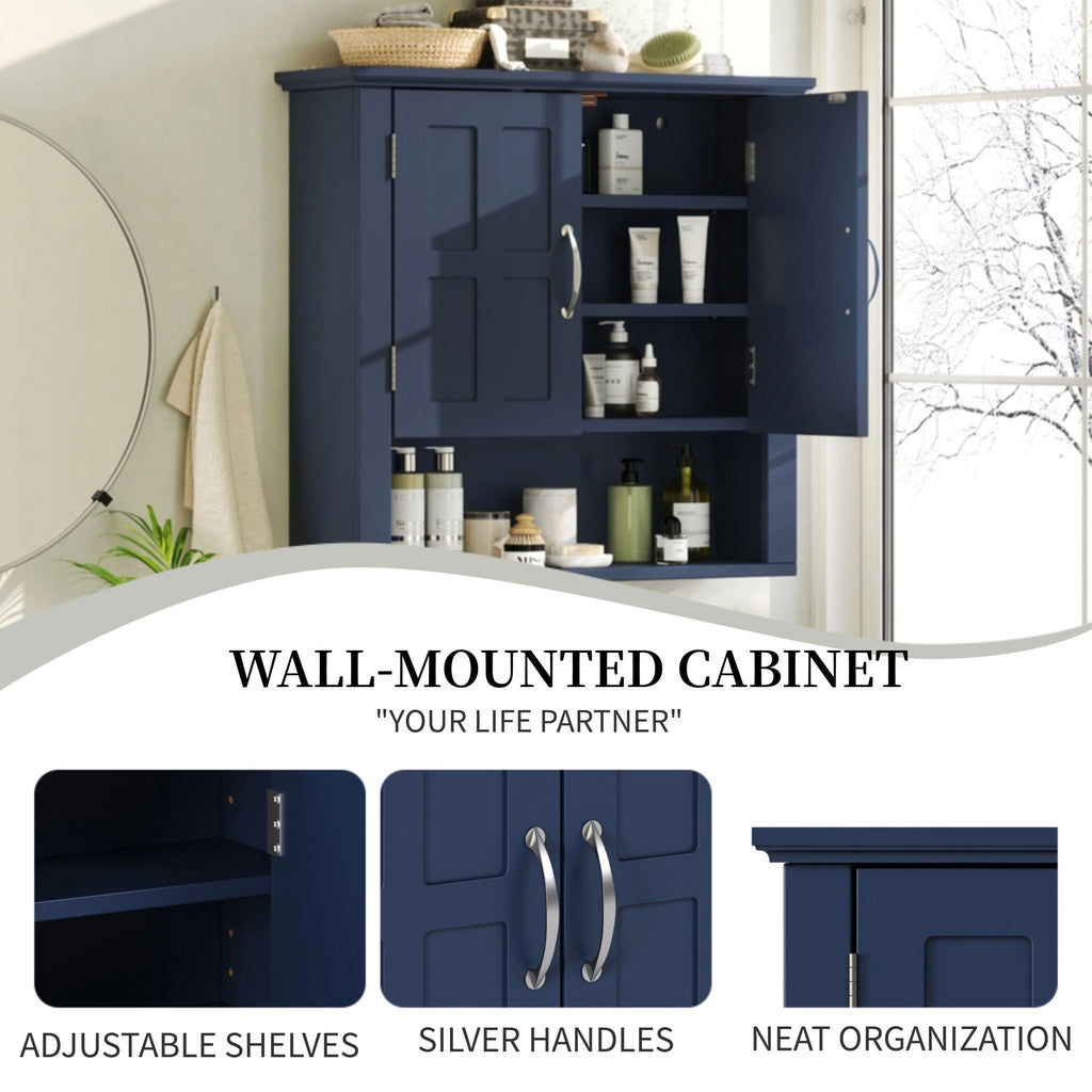 Multi Functional Wall Mounted Cabinet With Adjustable Shelves For Bathroom