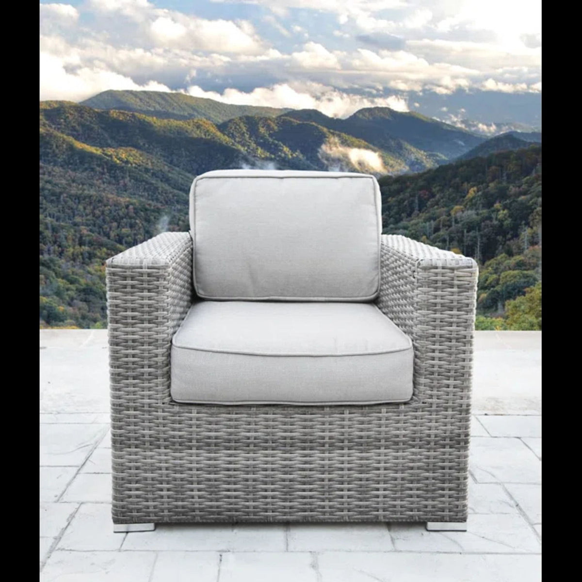 2 Person Seating Set With Cushions - Gray / Gray Mix