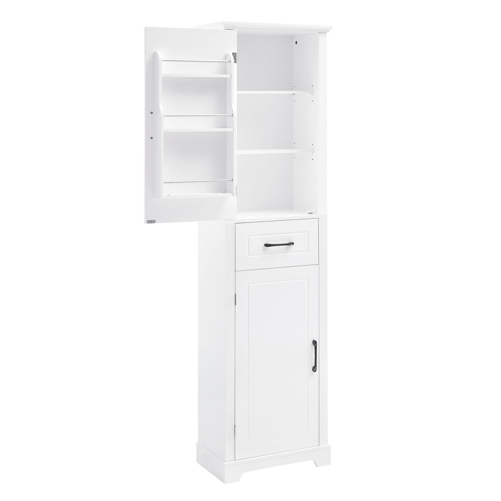 Tall Freestanding Bathroom Storage Cabinet With 2 Doors And Adjustable Shelves