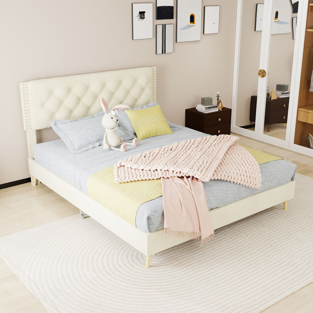Upholstered Bed With Tufted Headboard