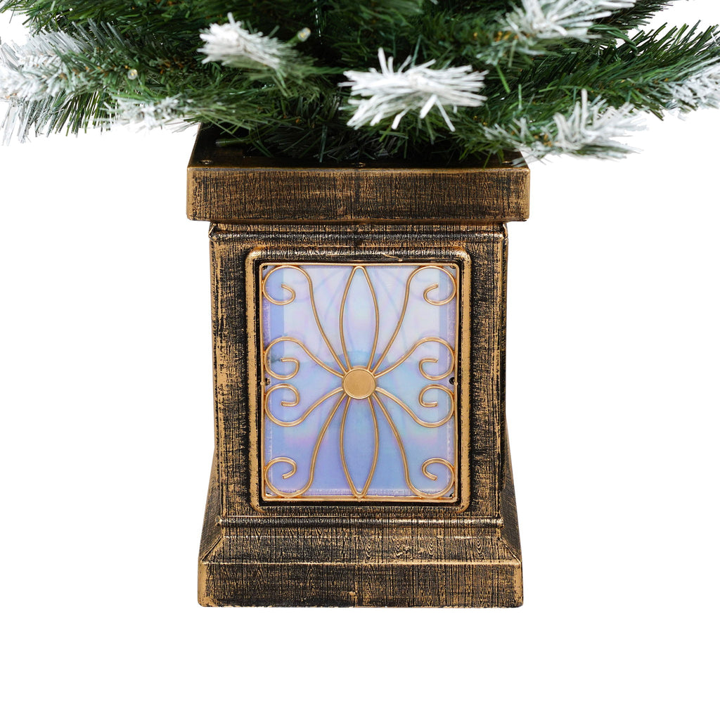 Artificial Christmas 3 Piece Set Wreath And 2 Entrance Trees With LED Lights - White / Green