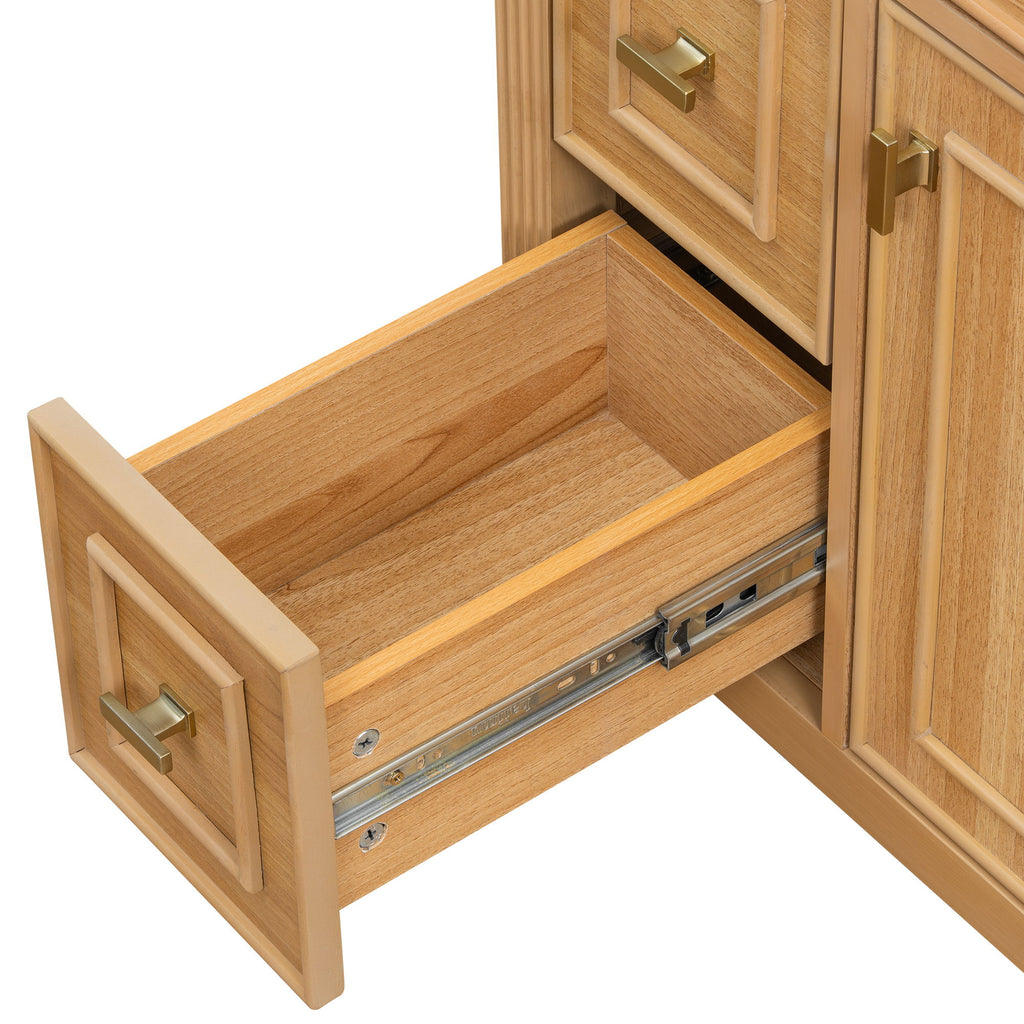 Bathroom Vanity With Sink, Flip Drawer, 2 Drawers, Adjustable Shelf
