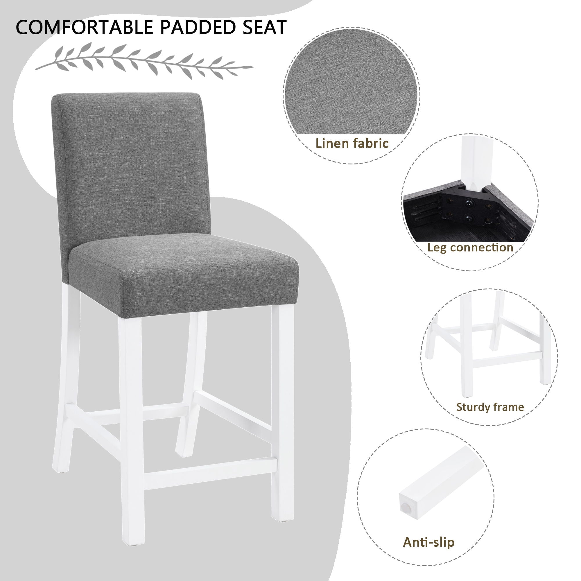5 Piece Counter Height Table Set With 4 Chairs