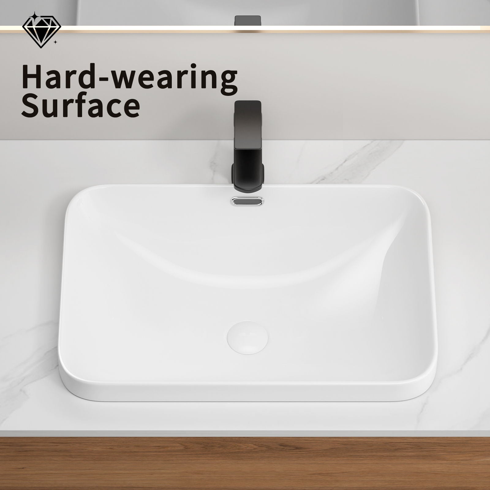 Undermount Bathroom Sink, Vessel Basin For Vanity Countertop - Milk White