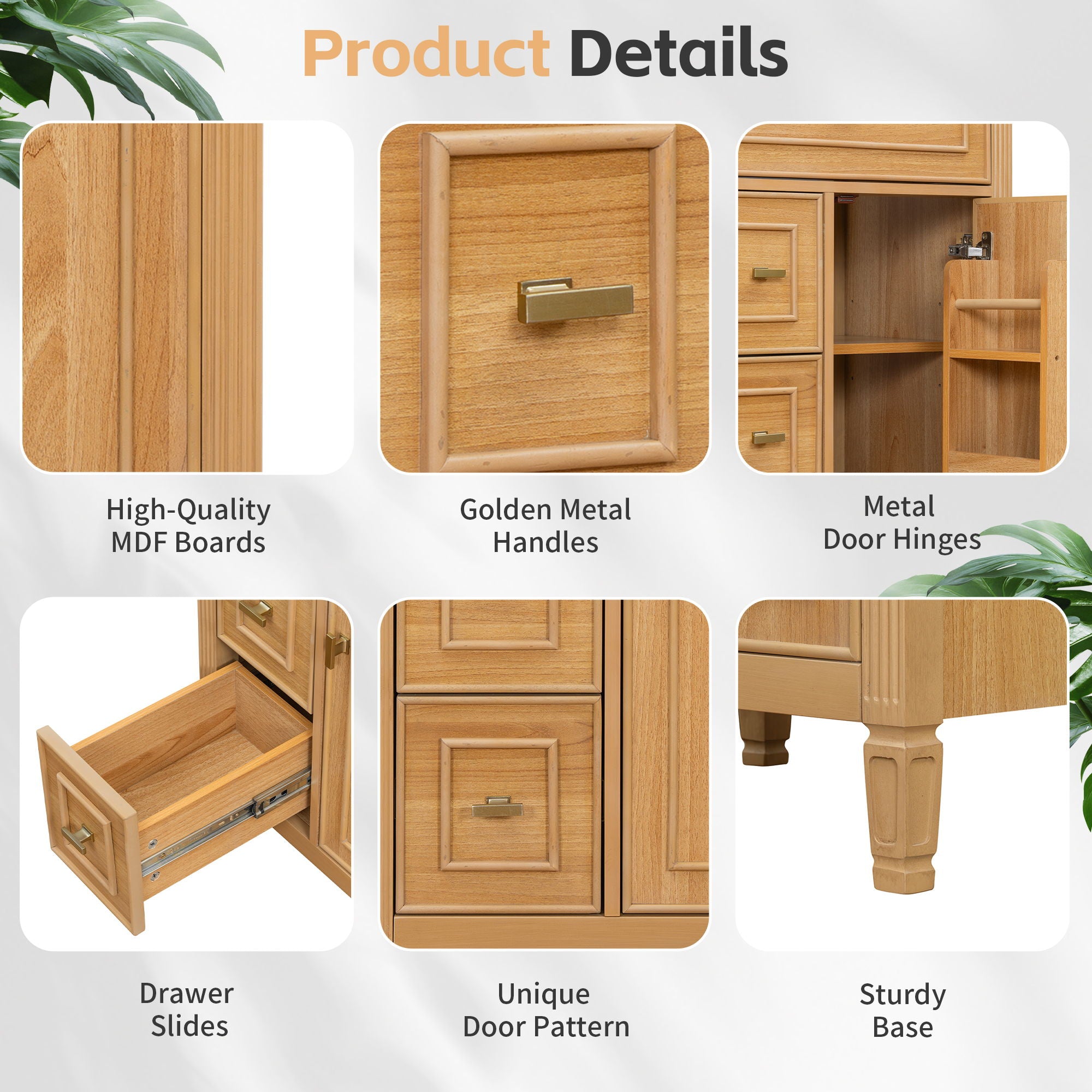 Bathroom Vanity With Sink, Flip Drawer, 2 Drawers, Adjustable Shelf