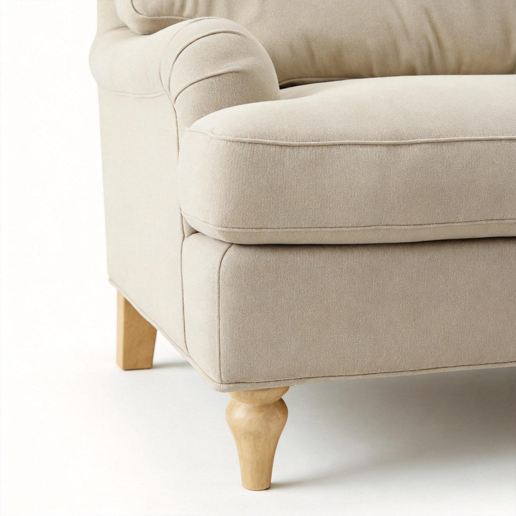 Loveseat Sofa, Upholstered Small Couch For Living Room - Cream Beige