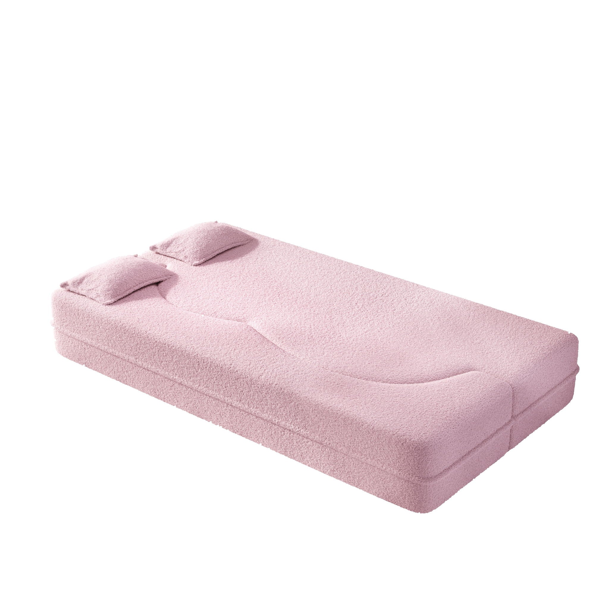 Modern Floor Sleeper Sofa Bed With 2 Pillows, Convertible Twin Size Folding Mattress For Living Room
