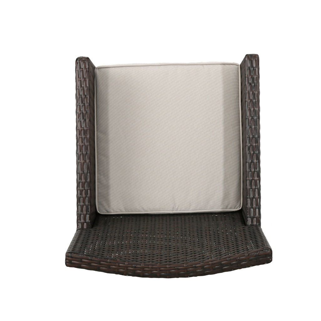 Outdoor Rattan Dining Chair With Straight Legs And Sloped Arms