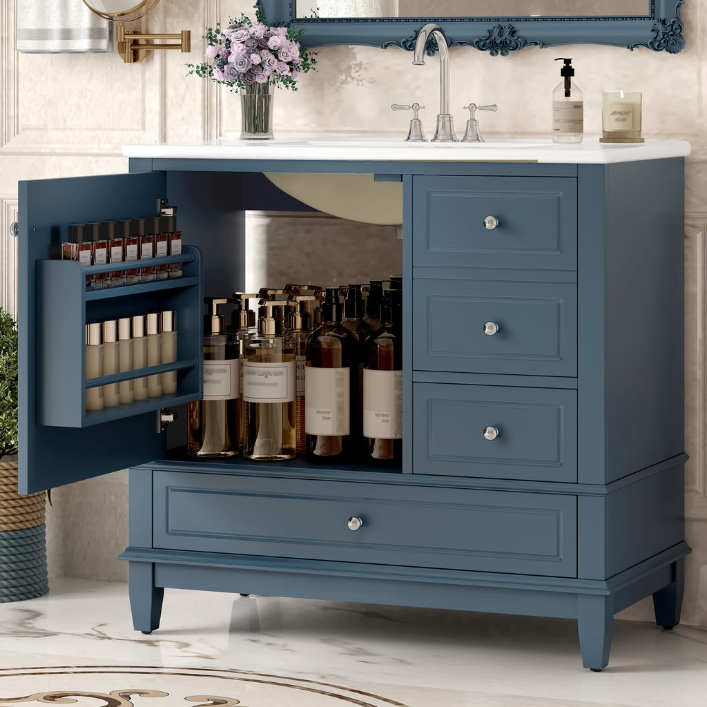 Modern Bathroom Vanity With Sink, 3 Drawers & Cabinet