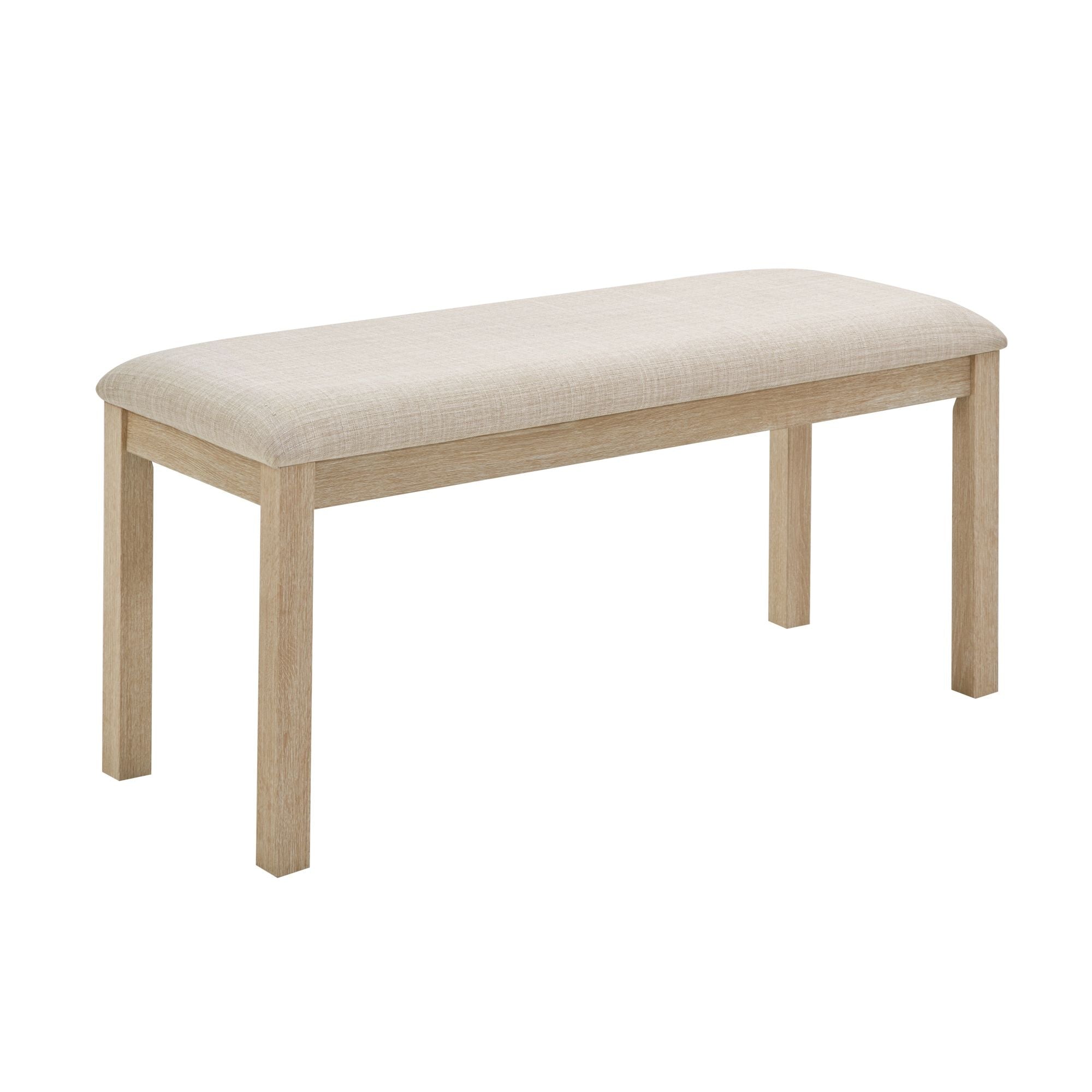 6 Piece Dining Table Set With Bench - Beige / Light Oak