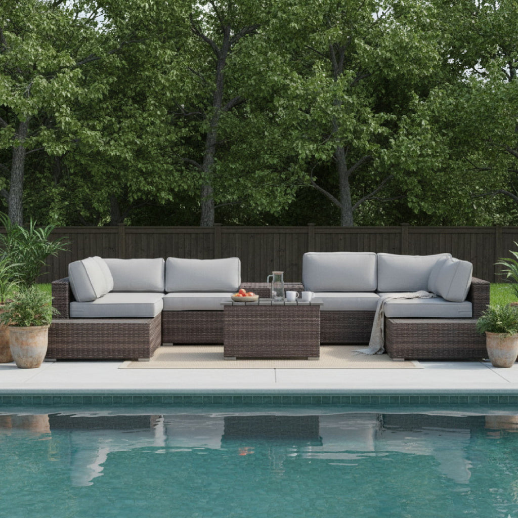 Wicker Sectional Seating Group With Cushions