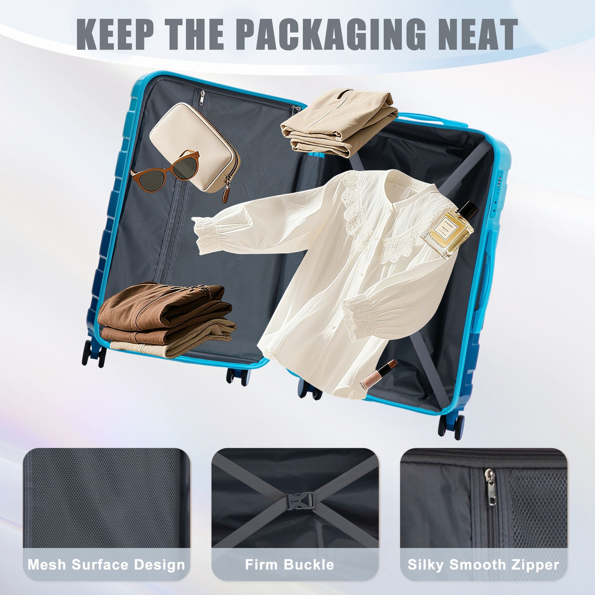 Luggage Set 20" /24" /28" With Combination Lock And Silent Wheels