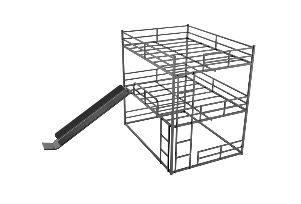 Full Size House Loft Bed With Slide And Ladder - Black