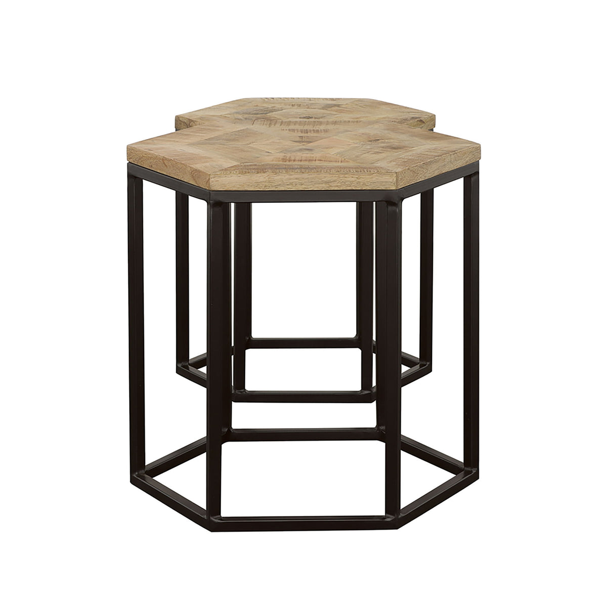 2 Piece Nesting Table With Hexagon Base - Brown