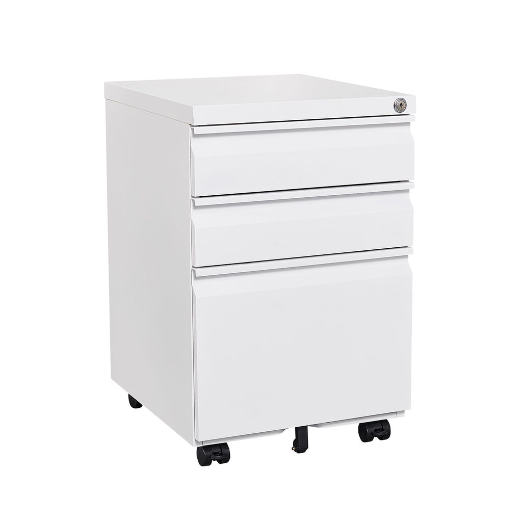 Contemporary 3 Drawer Mobile Filing Cabinet With Lock, Metal Office Storage For Legal / Letter Size