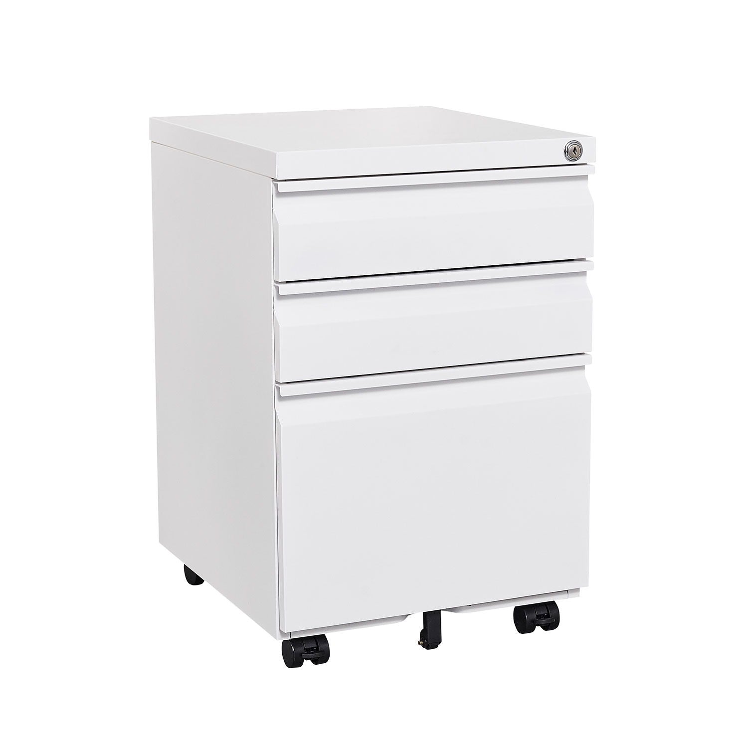 Contemporary 3 Drawer Mobile Filing Cabinet With Lock, Metal Office Storage For Legal / Letter Size