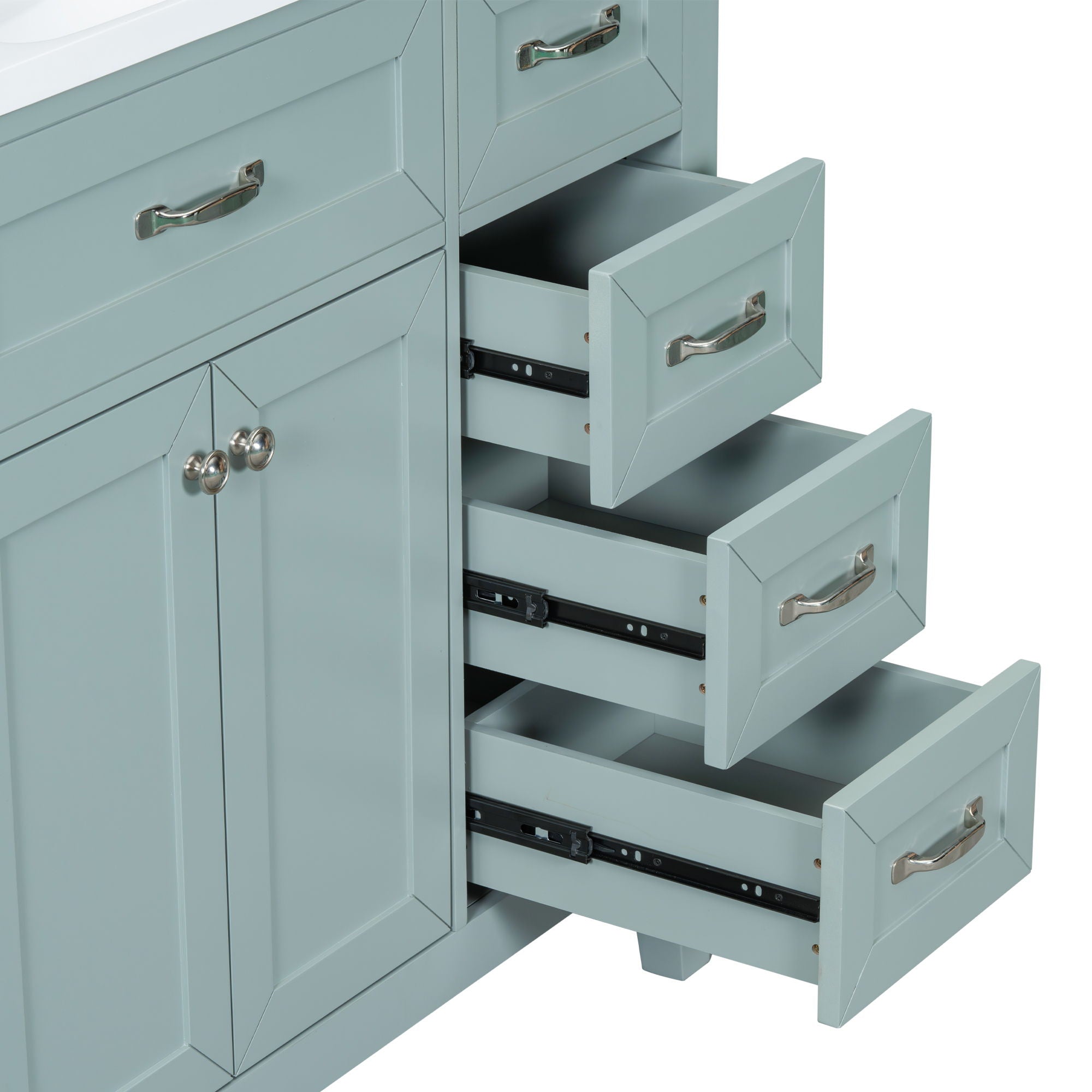 Modern Bathroom Vanity With Sink, Freestanding Design With Drawers And Doors