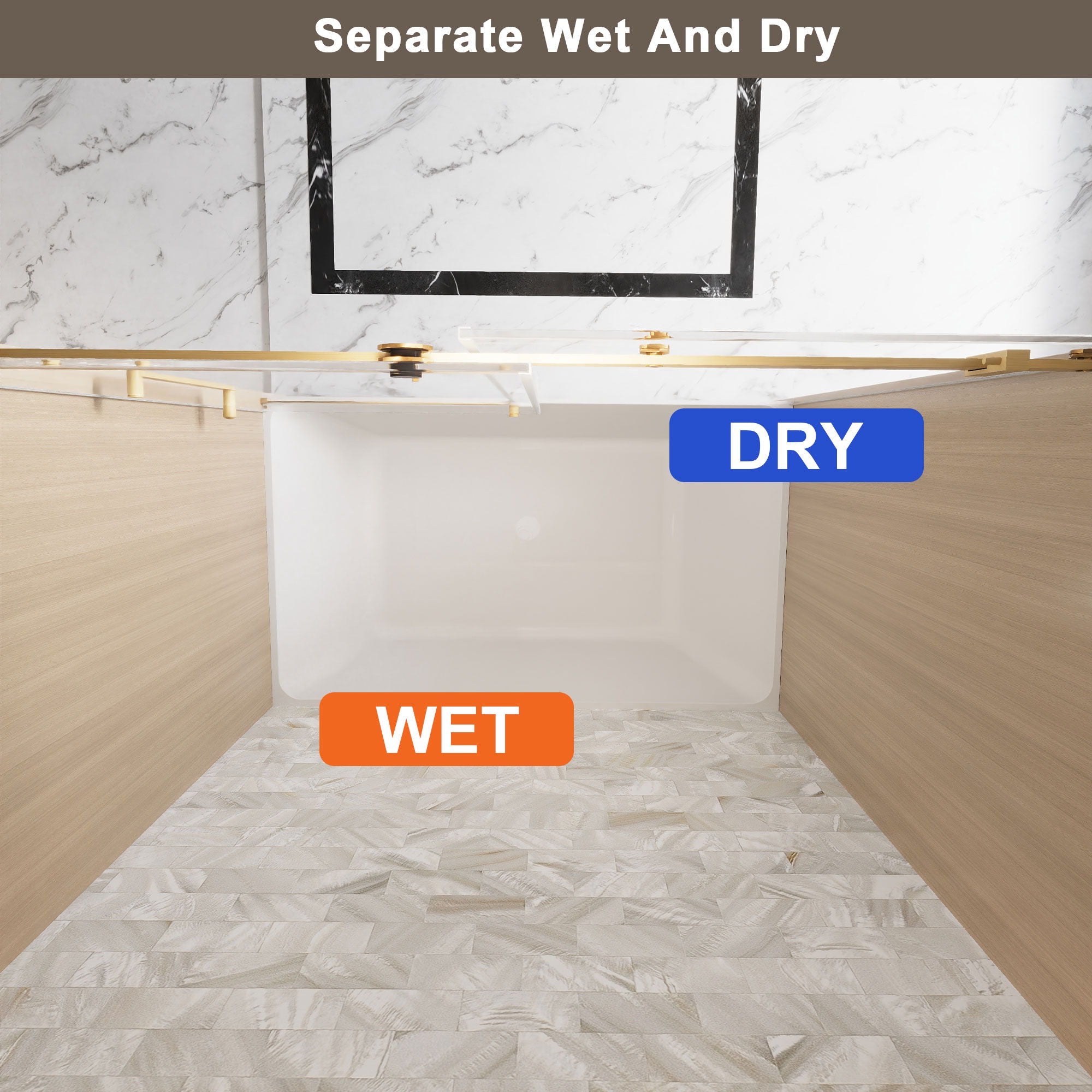 Frameless Single Sliding Shower Door With Handle And Square Tube Track