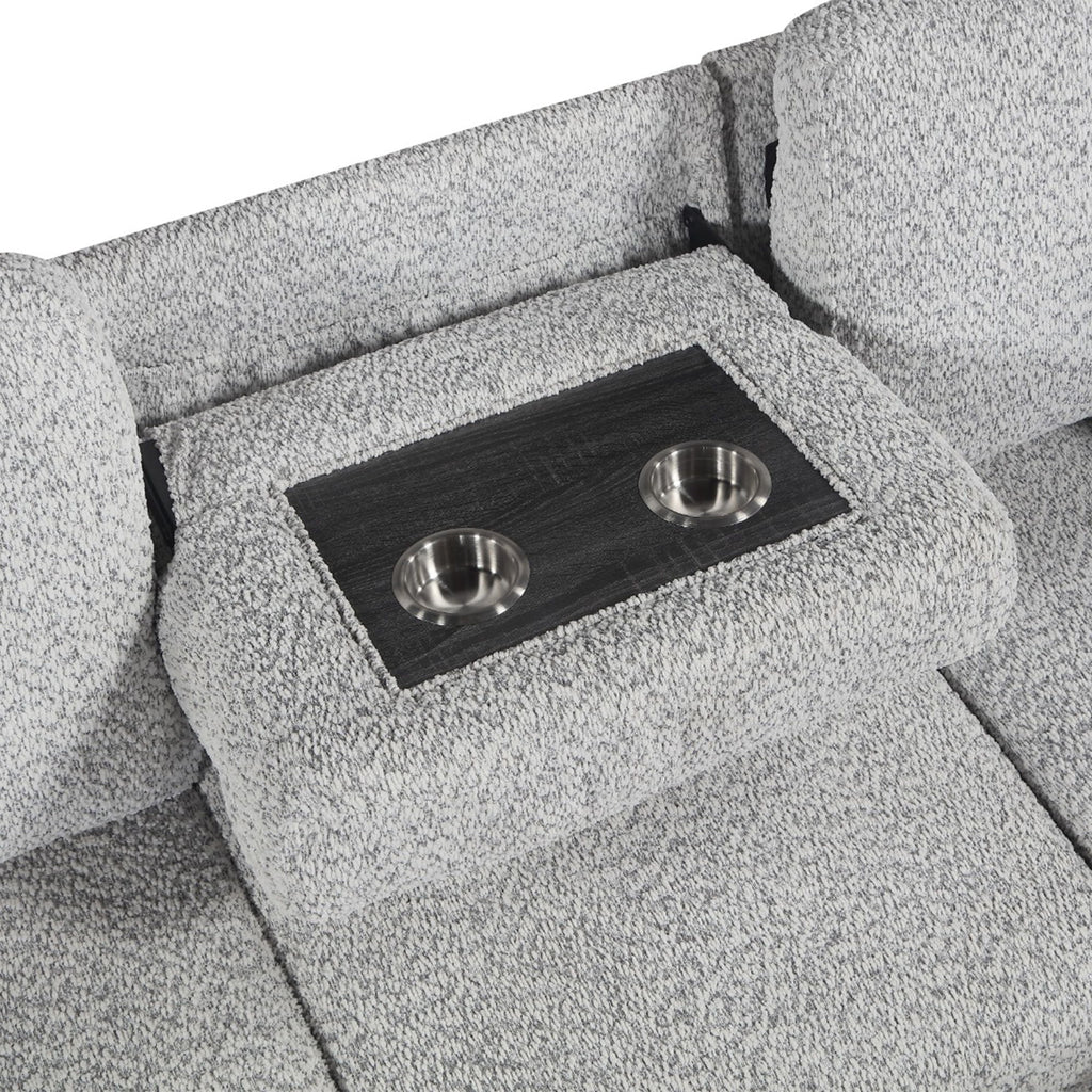 Buzz - Reversible Sleeper Sectional Sofa With Storage Chaise, Console Arm, USB Charging & Cup Holders - Gray