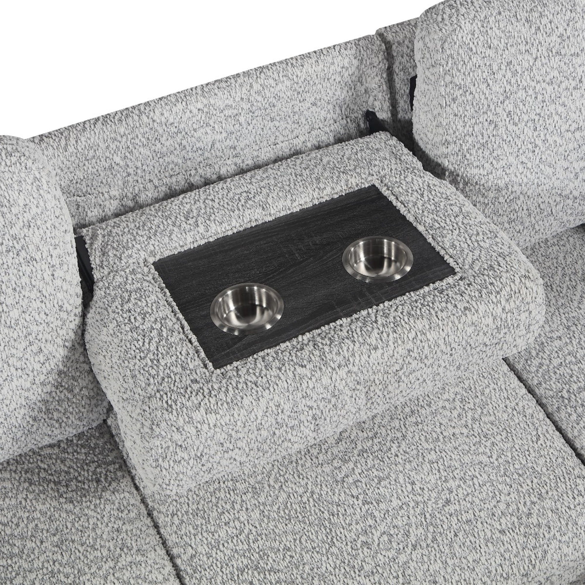 Buzz - Reversible Sleeper Sectional Sofa With Storage Chaise, Console Arm, USB Charging & Cup Holders - Gray