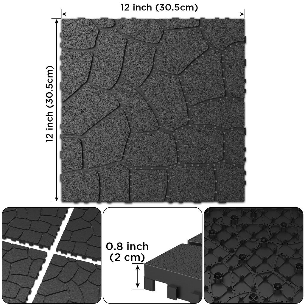 Stone Texture Patio Deck Tiles, 44 Pieces