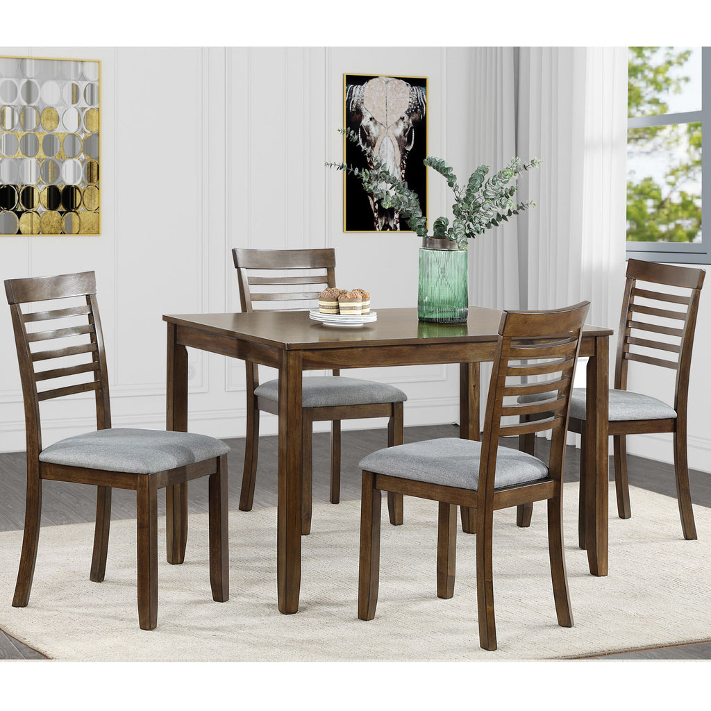 5 Pieces Modern Dining Set, Rectangular Wooden Dining Table With 4 Upholstered Chairs