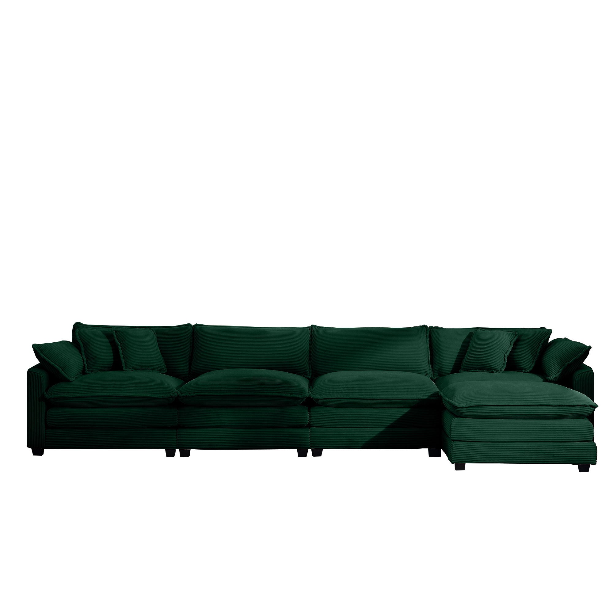 Modern Modular Cushion Sofa With Ottoman, Low Back, Deep Seating Sofa Set