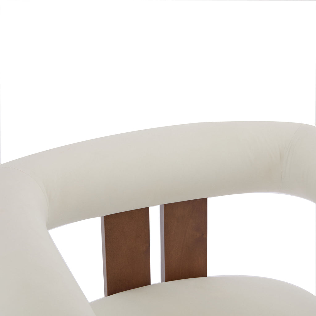 Modern Upholstered Round Arm Accent Chair With Upholstery