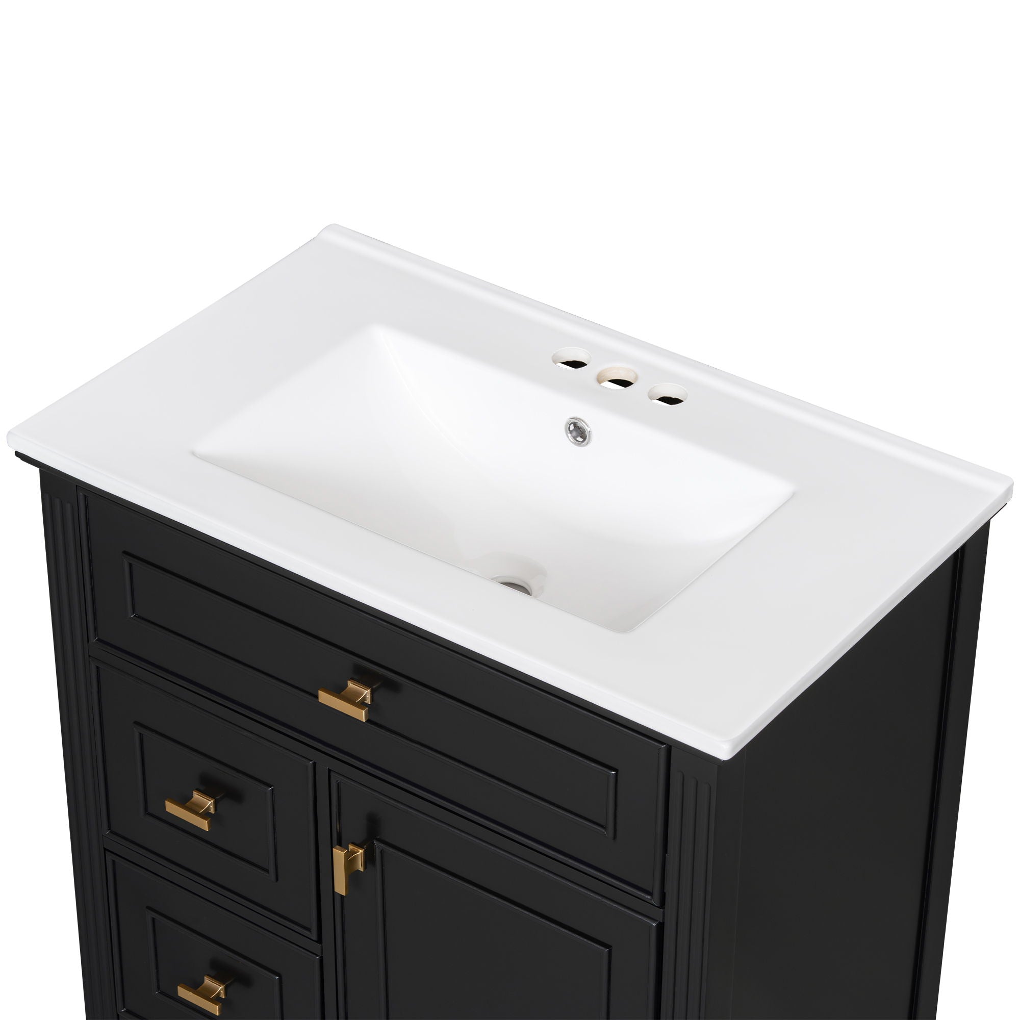 Modern Bathroom Vanity With Sink, 1 Flip Drawer And 2 Drawers, Adjustable Shelf