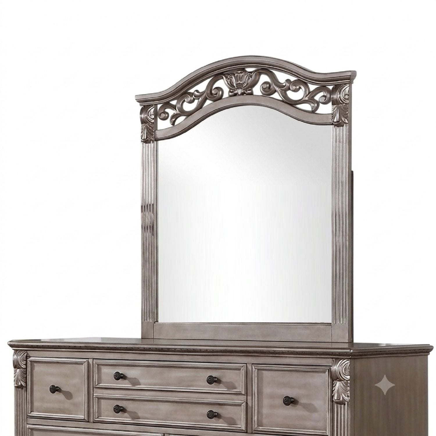 Dresser And Mirror - Antique Silver