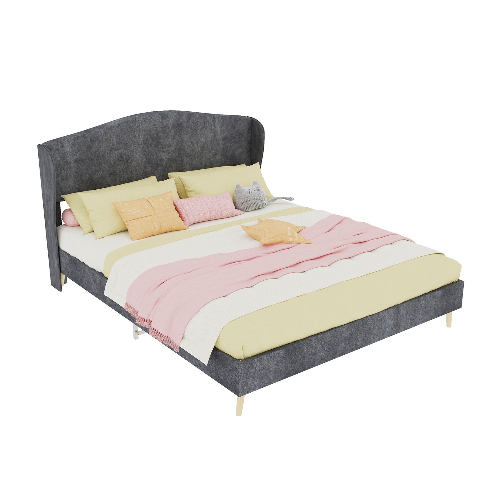 Upholstered Bed, Tufted Headboard, Comfortable Sleep
