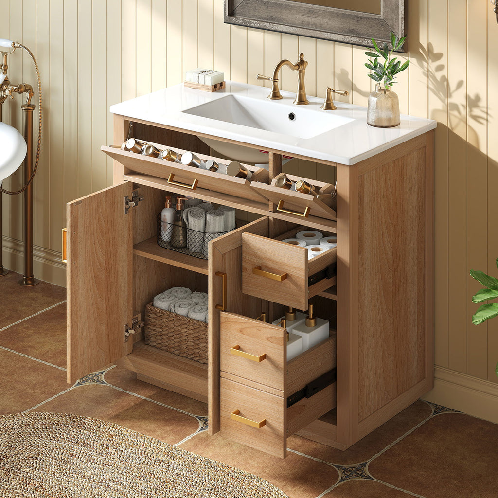 Bathroom Vanity & Sink, Soft Close Doors & Drawers - Wood
