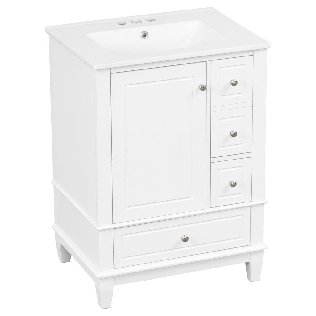 Modern Bathroom Vanity With Sink, Freestanding Cabinet With Drawers And Storage Shelves