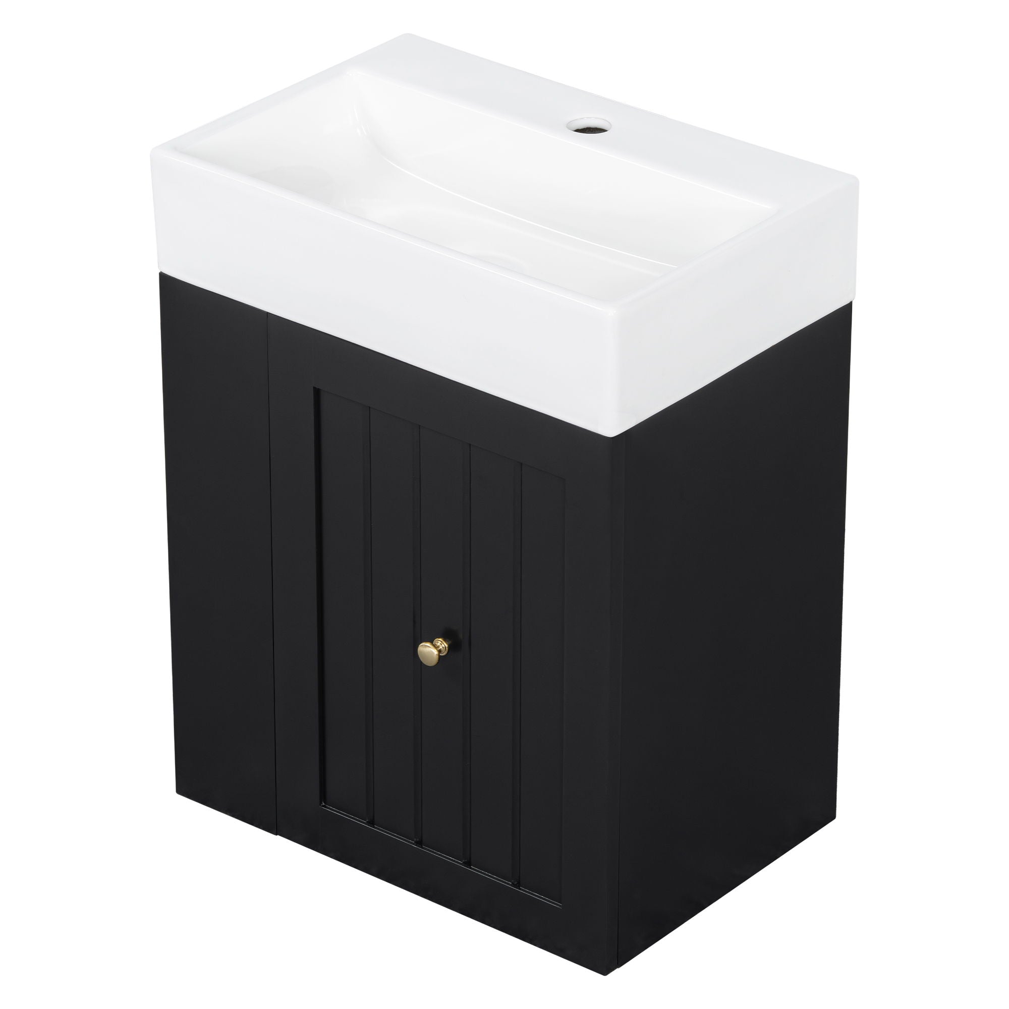 Modern Bathroom Vanity With Sink, Storage Cabinet, Drawer & Side Shelf