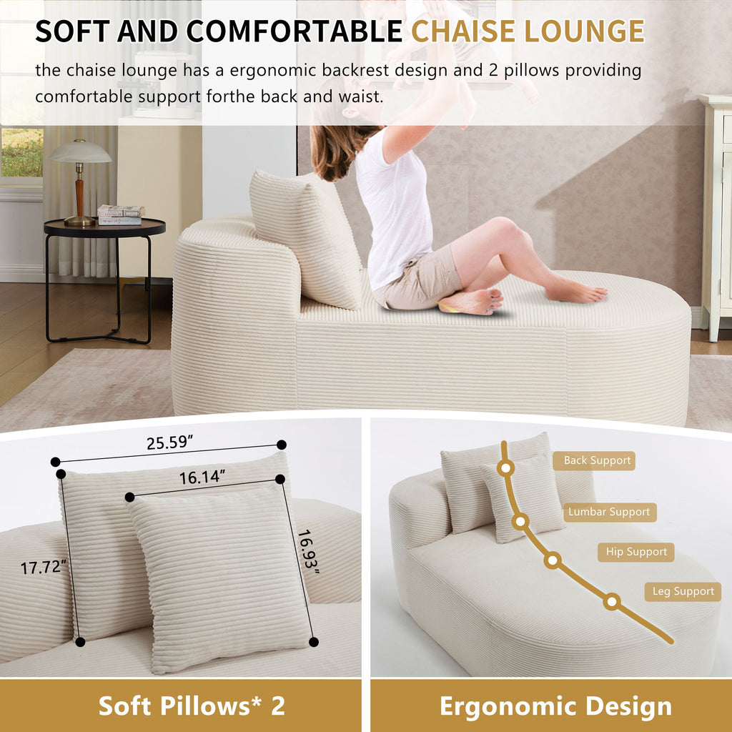 Oversized Chaise Lounge Sofa Bed With Deep Seat And Soft Pillows