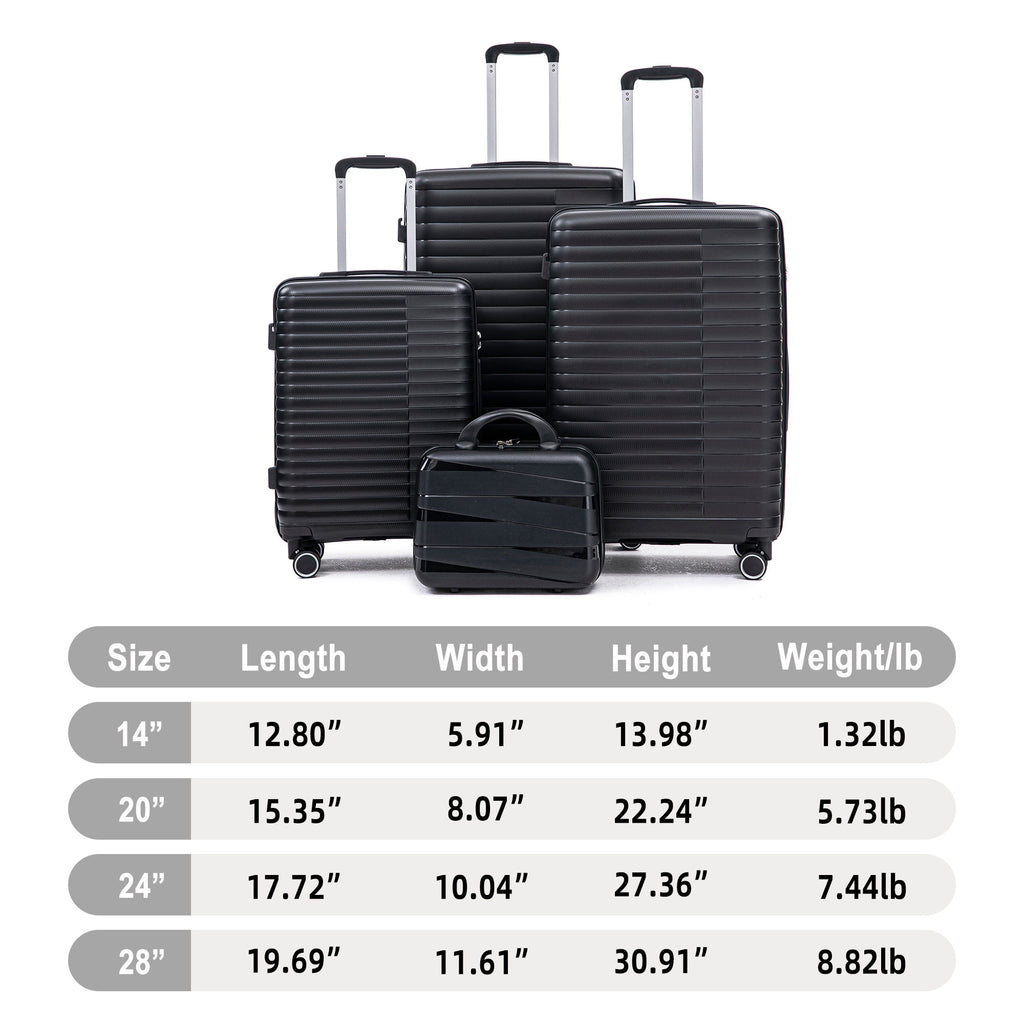 4 Piece Luggage Set, Combination Lock