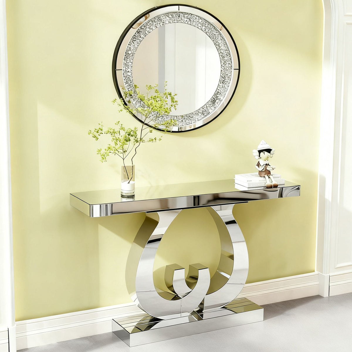 Double C - Base Rectangular Sofa Table For Living Room - Silver