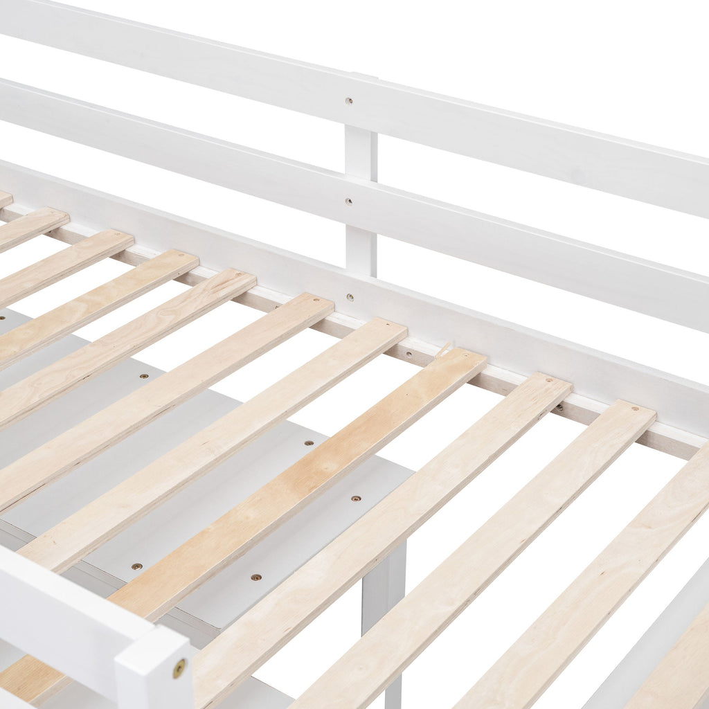 Loft Bed With Retractable Writing Desk And 4 Drawers, With Lateral Portable Desk And Shelves
