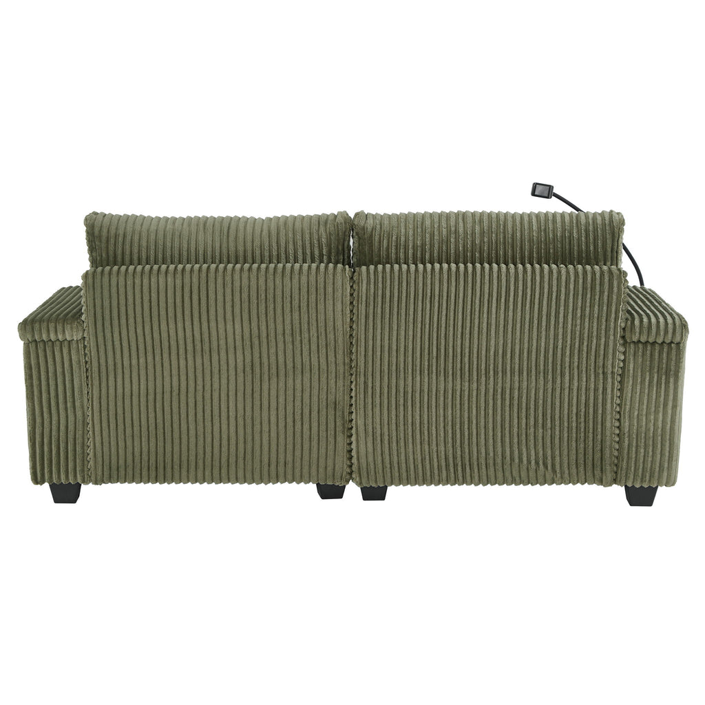 Modern Chaise Sofa With Adjustable Backrest, Cup Holders, Phone Holder & Storage Compartments For Living Room