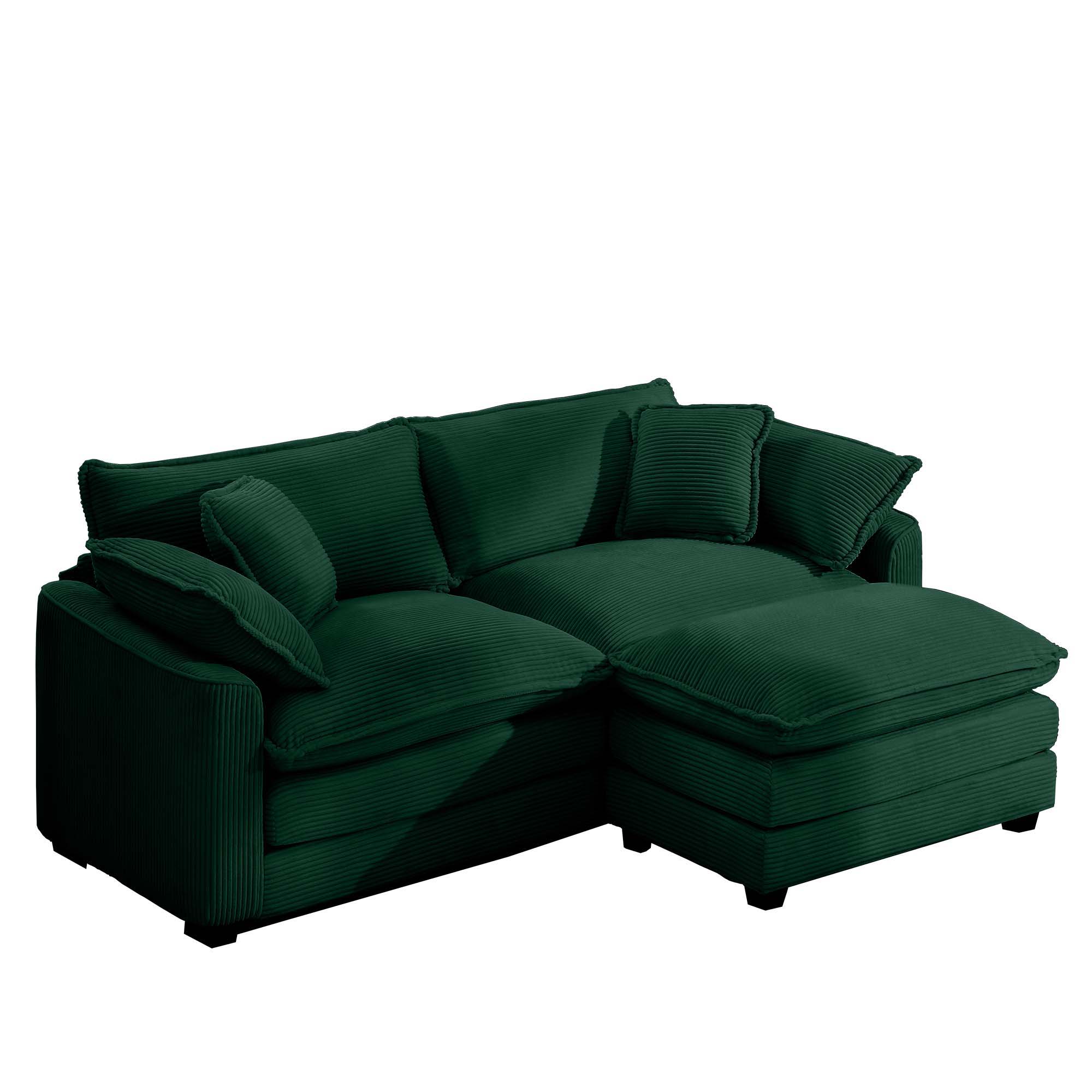 Modern Modular Cushion Sofa With Ottoman, Low Back, Deep Seating Sofa Set