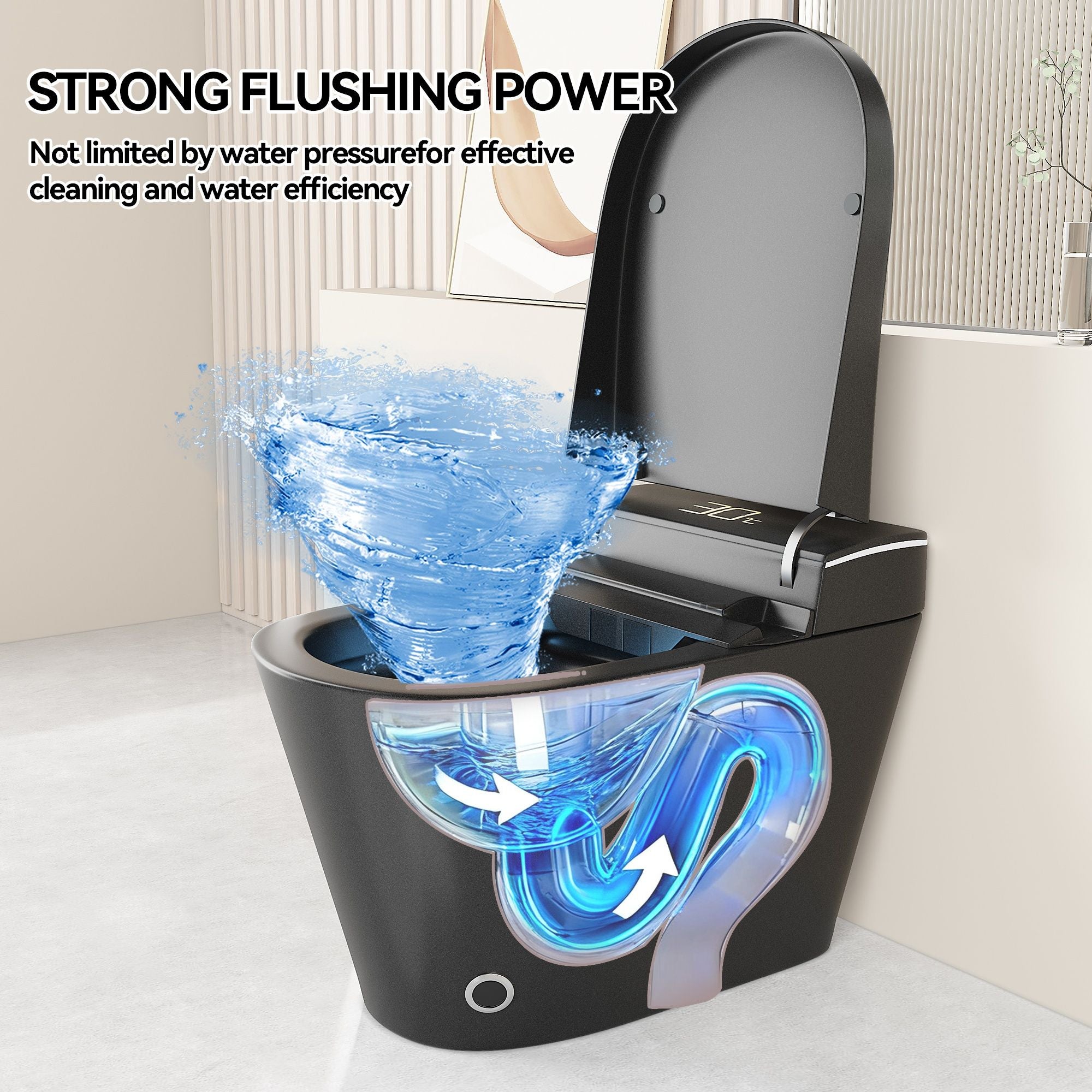 Smart Bidet Toilet With Auto Open / Close Seat, Warm Water Wash, Heated Seat, And Wireless Remote Control
