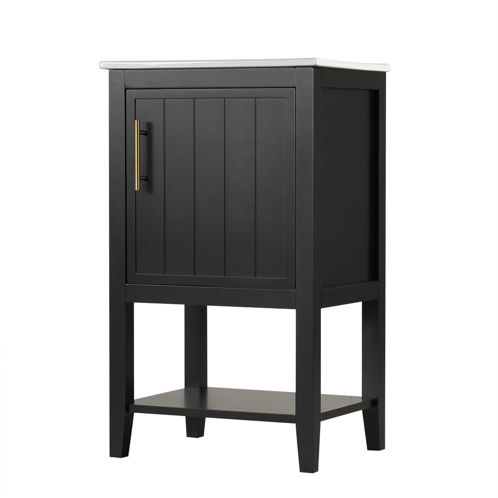 Modern Bathroom Vanity With Sink, Soft-Closing Door And Open Shelf