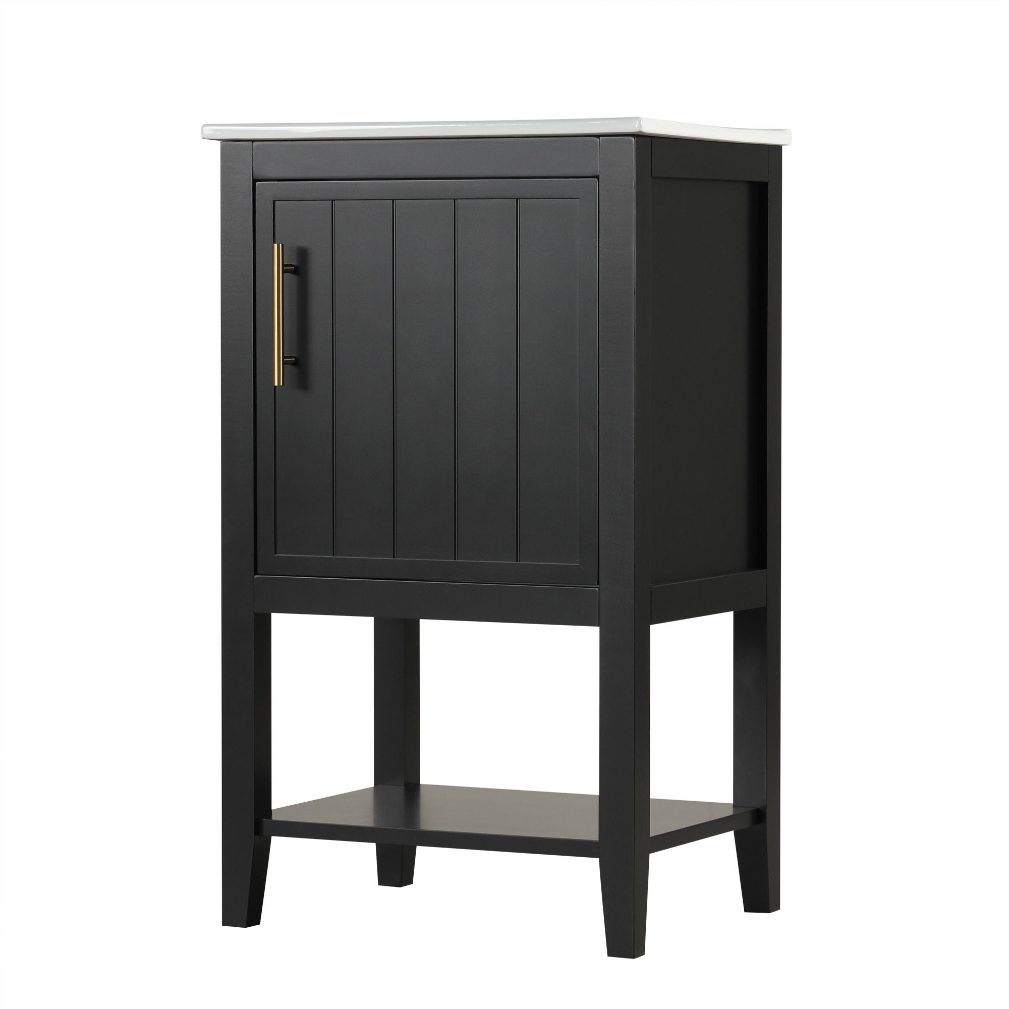 Modern Bathroom Vanity With Sink, Soft-Closing Door And Open Shelf