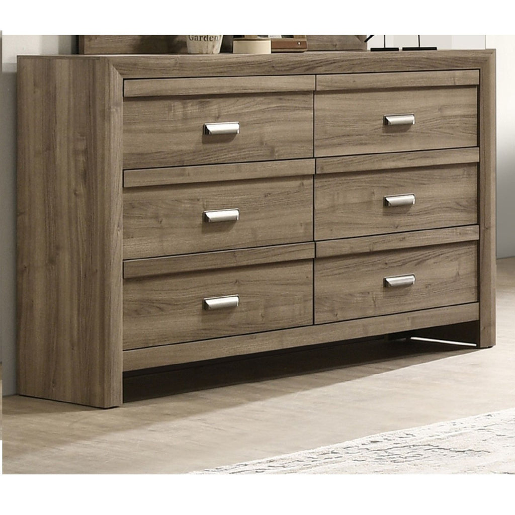 6 Drawers Storage Dresser, Bedroom Furniture - Light Brown