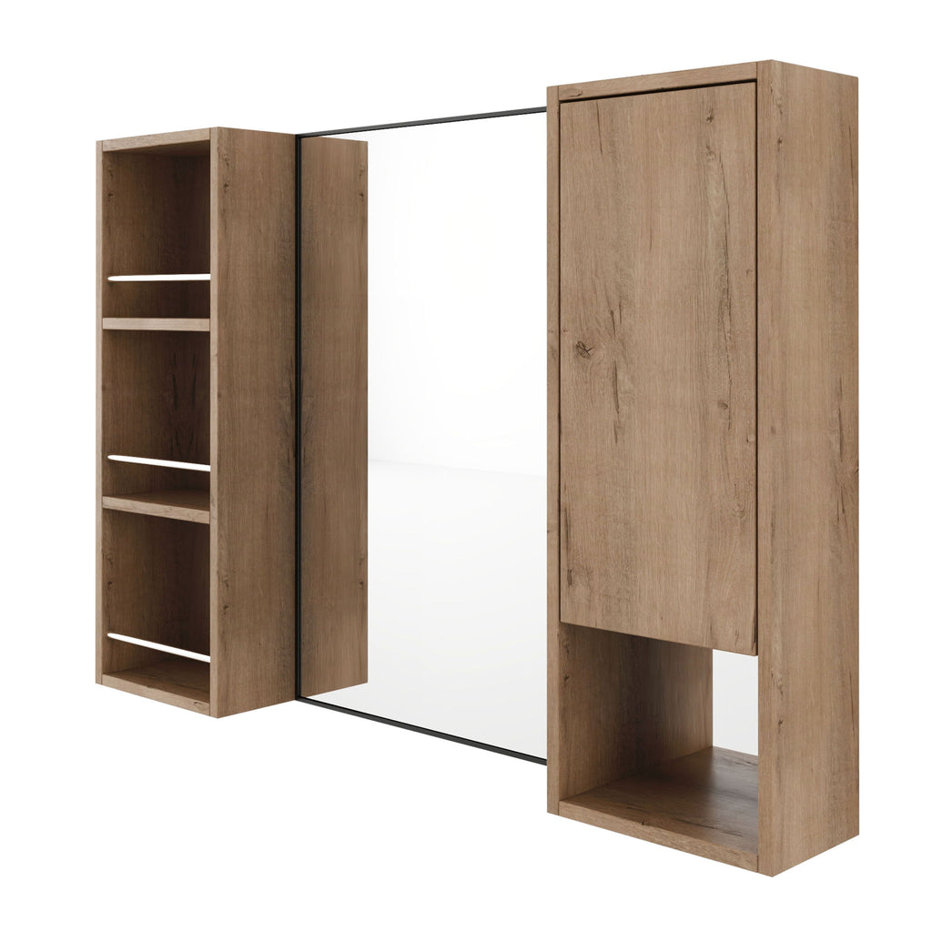 39.4" Wall Mounted Bathroom Cabinet With Storage And - Imitative Oak